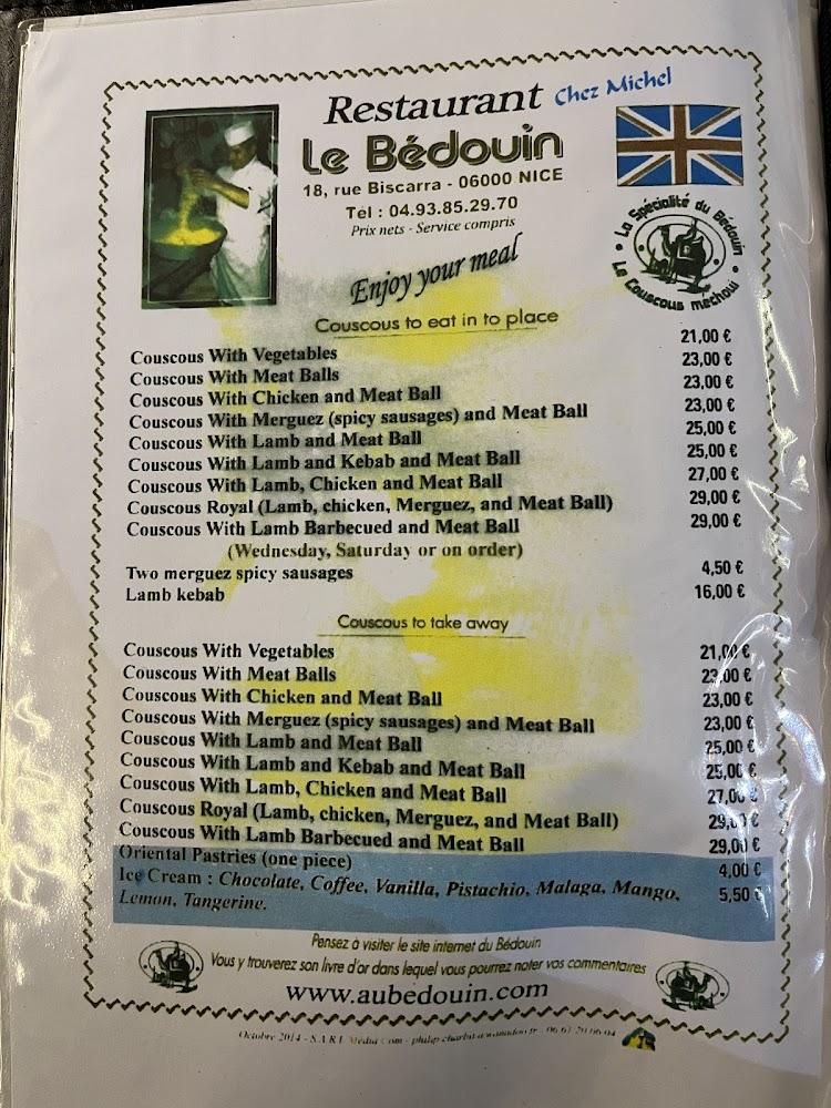 Le Bédouin chez Michel - Menu Image 1